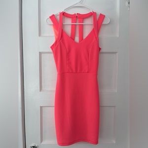 Neon Pink Strappy Mini Dress